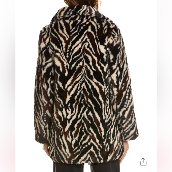 Stella + Lorenzo Plush Coat in Zebra Print, Size XSmall - Picture 3 of 16